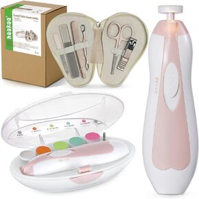 haakaa Electric Nail Care Set & Pear-FECT Manicure Kit, Baby Nail Clippers Kit for Newborns, Toddlers or Adults - Fingernail and Toenail Care, Baby Healthcare and Grooming Kit in Shell Pink