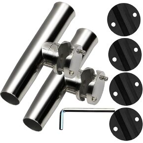 2pcs Fishing Rod Holder Tube Rod Holder for Rails 1-1/4"-2" , Pack of 2 Stainless Steel Side Mount Rod Holders for Marine Boat, Mojiate (2X) Tournament Style Clamp on Fishing Rod Holder