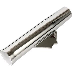 Amarine Made Stainless Fishing Rod Holder Angeled and Flared with Liner - 1/3" Coped Blade, 1-3/4" Inner Diameter White Liner (1)