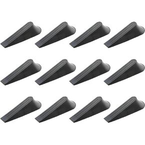 ZHFMILY Small Door Stoppers,12 Packs Rubber Door Stoppers for Bottom of Door, Door Stops, Rubber Door Stopper Wedge, Sturdy Stackable Door Stops for Floor MS181(Black)
