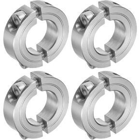 uxcell 4pcs Double Split Clamp-On Shaft Collar for 7/8" Shaft, Two-Piece Clamping Collar, 1-5/8" OD, 1/2" Thick, 304 Stainless Steel Axle Collar Clamp, Set Screw Style