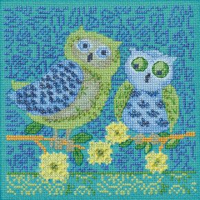 Mill Hill Summer Owls Beaded Counted Cross Stitch Kit 2024 Debbie Mumm Artful Owls Collection DM302412, 5 inches x 5 inches, Multicolor