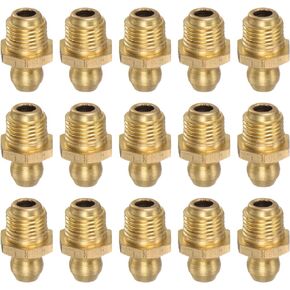 HARFINGTON 15pcs Brass Straight Grease Fitting 5/16"-24 SAE Thread Hydraulic Grease Nipple Accessories for Car