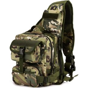 Protector Plus UNISTRENGH Tactical Military Daypack Sling Chest Pack Bag Molle Laptop Backpack Large Shoulder Bag Crossbody Duty Gear For Hunting Camping Trekking (Wolf Brown)