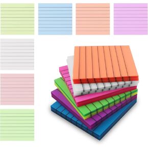 HAUTOCO 600 ورقة ملاحظات لاصقة شفافة، ملاحظات لاصقة شفافة مبطنة مقاس 3 × 3 بوصة للكتب التوضيحية، ملاحظات لاصقة ملونة شفافة مقاومة للماء يمكن رؤيتها من خلال لوحة خدش مذكرة مع خطوط، 12 وسادة، 7 ألوان in Kuwait