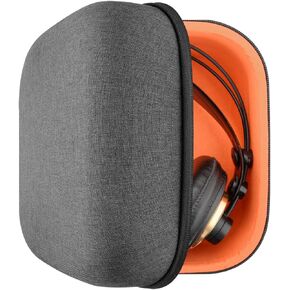 حافظة Geekria Shield متوافقة مع سماعات AKG K340، K240، K242، K271، K272، K141، K142، K121، حقيبة حمل بديلة واقية صلبة للسفر مع تخزين الكابل (رمادي داكن)