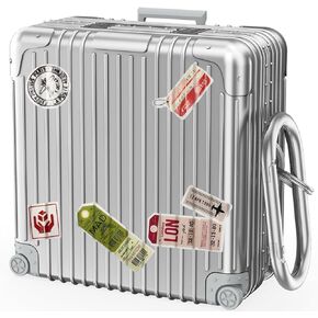 Beats Fit Pro Case Cover, KOREDA Funny Suitcase Design Case for Apple Beats Fit Pro 2021, Cute Fashion Protective Hard Case for Women Men with Keychain (Rose Gold)