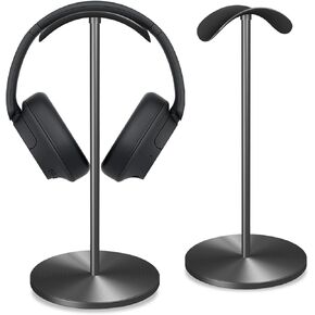 Headphone Holder Stand for Desk, Gaming Headset Stand with Solid Heavy Base, Hook for All Headphone Sizes, Gaming Desk Accessories, Easy to Install, Modern Black