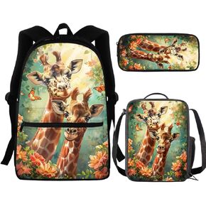BIGCARJOB Black Horse Schoolbags Set for Boys Girls School Backpack with Lunch Bags Pencil Holder Animal Horse School Bookbags Elementary Primary Middle Large Travel Rucksack Laptop Bagpack