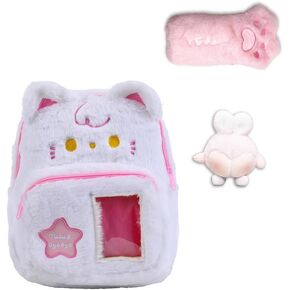 3Pcs Cute Plush Mini Backpack for Girls Cartoon Dog Kindergarten Schoolbag Kawaii Small Bookbag for Kids Girls Students Teen Toddler Casual Travel Daypacks (Blue Dog)