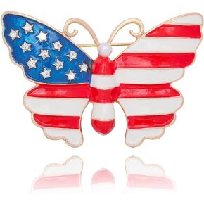 Independence Day Rhinestone Brooches United States Badge Enamel Brooch for Women July 4th American Flag Brooch Pin Accessories Gift