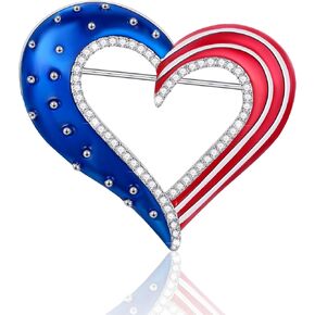بروش على شكل قلب من LILIE&WHITE للنساء ملابس الرابع من يوليو للنساء إكسسوارات باللونين الأحمر والأبيض والأزرق بروش وطني لعيد الاستقلال بروش هدية بروش للعطلات in Kuwait