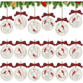 Soaoo 12 Pcs Cardinal Christmas Ornaments Wooden Sympathy Grief Gift Cardinals Memorial Ornament Decorations Holiday Hanging Ornament Tree Decor Supplies for Tree Door Remembrance Condolence Gifts in Saudi Arabia