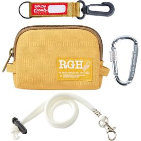 Rough Enough Small Coin Purse Pouch for Women with Neck Lanyard Carabiner Keychain Cotton Canvas Yellow