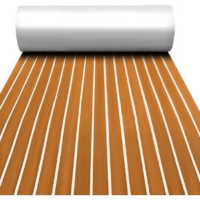 Boat Flooring EVA Foam Faux Teak Marine Mat Self-Adhesive Decking Sheet Non Slip Carpet for Motorboat RV Yacht Kayak Surfboard Deckinging