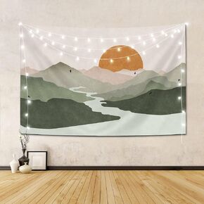 SUOTEMEIFEI Sage Green Minimalist Sun Boho Tapestry, Minimalist Abstract Wall Art Bedroom Living Room Decoration, College Dormitory Wall Hanging