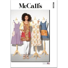 McCall's Misses' Aprons Sewing Pattern Kit, Design Code M8308, Sizes S-M-L-XL, Multicolor