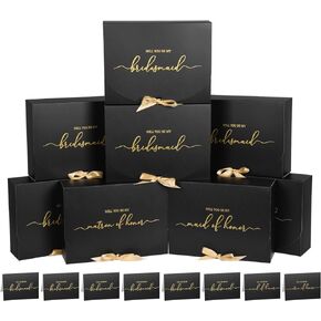 WLUSEAXI 8Pack صندوق اقتراح وصيفة العروس مع بطاقات وصيفة العروس، وصناديق وصيفة العروس مع شريط، وصندوق اقتراح خادمة الشرف، وصناديق بيضاء لاقتراح وصيفة العروس، وهدايا اقتراح وصيفة العروس