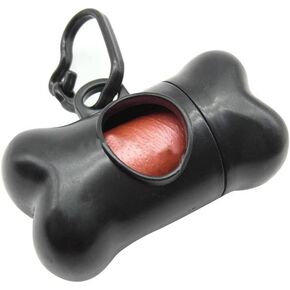 Poop Bag Dispenser - Bone Shaped Pet Dog Waste Bag Holder - Plastic Garbage Bag Dispenser Carrier Case Includes 1 Roll (15 Bags) - Large, Earth-Friendly, Leak-Proof Pet Waste Bags (Pink)