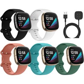 3 Pack Sense 2 Band Compatible with Fitbit Sense 2 Band/Versa 4 Bands Women Men, Soft Replacement Versa 3 Sense Smartwatch Wristband Waterproof Sport Strap Accessories