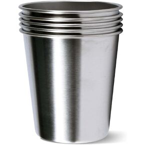 5 Pack 16 Ounce Stainless Steel Pint Cups Shatterproof Cup Tumblers Unbreakable Metal Drinking Glasses for Bar, Home, Restaurant