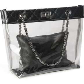 MICOM Candy Color 2 in 1 Chain Strap Clear Handbags Transparent Tote Purses for Women