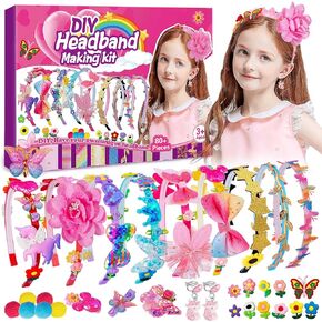 SUYUKI Headband Making Kit for Girls, DIY Hair Accessories for Girls Make Your Own Fashion Headband for Girls Toys for Girls 4-10 Girls Gifts 8-12 Years Old Kids Craft Kit Arts and Crafts for Kids