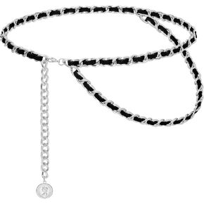 Women's Chain Belts Fashion Layered Flocking Cloth Belts Metal Waist Chain for Dress Vest Jeans in Kuwait