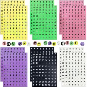 WINORDA 12 Sheets Decorative Letter Stickers, Colorful Self-Adhesive Alphabet Stickers, 6 Assorted Colors for DIY Postcards, Office Supplies, Handmade Craft, Scrapbooking, Journal Planner, Label