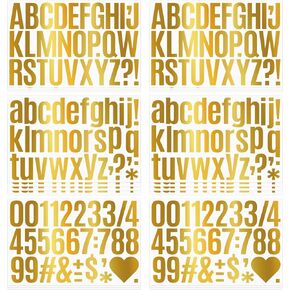 634 Pieces Gold Letter Stickers 20 Sheets Large Letter Stickers 2 Inch Self Adhesive Number Alphabet Stickers Waterproof for Bulletin Board Letters Kit Mailbox Numbers Labels DIY Crafts Art Making