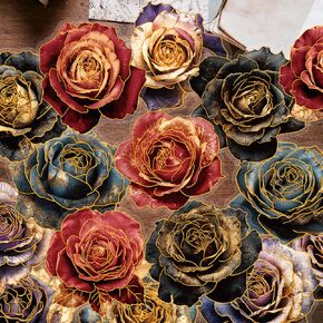 40pcs Vintage Rose Floral Stickers Large Waterproof PET Flower Sticker for Scrapbook, Bullet Journal, Photo Album Craft Supplies, Cars, Laptops,Water Bottles, Adhesive Flower Decorative Decals