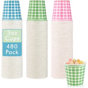LITOPAK 480 Pack 3 oz Paper Cups, Colorful Disposable Bathroom Cups, Small Mouthwash Cups, Mini Snack Cups, and Disposable Paper Cups for Home, Bathroom, Picnic, Party, and Events
