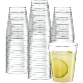 PLASTICPRO Disposable 8 oz Crystal Clear Plastic Tumblers for Party's & Weddings pack of 50