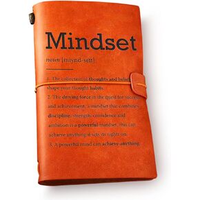 Inspirational Mindset Definition Leather Journal Notebook from Women Men - Motivational Leather Travel Journal Embossed Writing
