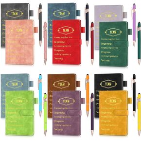 Glenmal 12 Sets Team Appreciation Gifts Bulk for Teacher Employee Thank You Graduation Gift A5 Leather Journals Notebook with Pen, Inspirational Gift for Coworkers Staff Student(Multicolor)