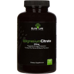 Magnesium Citrate 200mg - Pure, High-Potency, Bioavailable, and Natural Magnesium - Optimum for Stress Relief, Sleep, Relaxation, Constipation, and Brain Support Now - with 180 Capsules