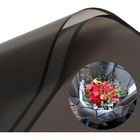 CCINEE 20 Sheets Black Flower Wrapping Paper with Black Edge,Waterproof Fresh Flower Packing Material Florist Bouquet Supplies DIY Craft Gift Packing