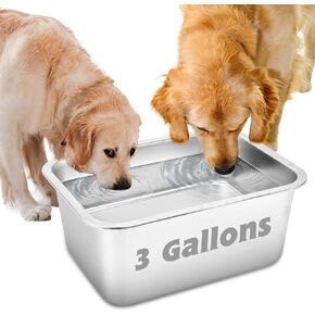YUEPET 3 Gallons Stainless Steel Dog Water Bowls, Extra Large Metal Dog Food and Water Bowls Large Capacity Pet Water Bowls for Indoor and Outdoor Extra Large Dogs