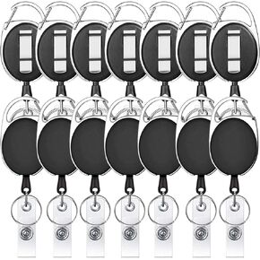 14 Pack Retractable Badge Holder Viaky Mixed Colors Carabiner Badge Reel with Clips for Key Ring and ID Cards(7 Colors)