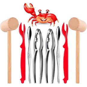 Crab Crackers and Tools - Crab Leg Crackers and Tools Including 2 Lobster Crab Crackers 2 Lobster Shell Forks 2 Seafood Forks 2 Lobster Crab Mallets