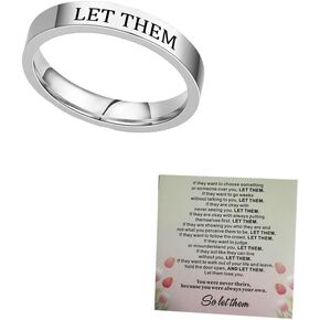 Let Them Ring Stainless Steel Engraving Inspirational Ring Self Worth Motivation Ring To Sorority Sisters Best Friends Personality Inspirational Friendship Ring for Women Girls Jewelry Gift