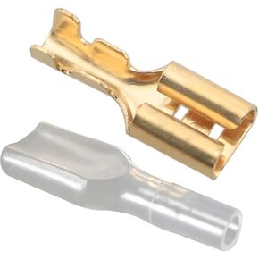 100PCS Brass Crimp Terminals with Insulated Sleeves Self Locking Plug Wire Splice Connectors for Electrical Wiring Terminal Installation Low Voltage Projects Audio 4.8mm