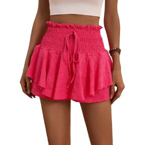 Milumia Women's Layered Ruffle Paperbag High Waist Knot Front Cute Summer Shorts