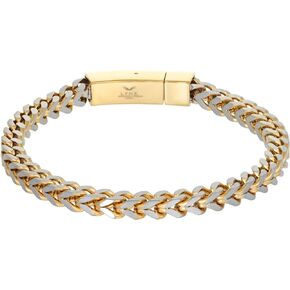 Metro Jewelry Thin Foxtail Chain Bracelet for Men in Stainless Steel with Yellow Gold or Black Ion Plating - 9 Inches Long 6 mm Wide with Push Lock