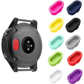 10 Pack Dust Plug Compatible with Garmin 7/7S/7X 5/5S/5X Plus/6S 6 6X/Forerunner 935/Vivoactive 3/4/4S Smartwatch Silicone Charger Port Protector Anti Dust Plugs Caps, Black