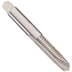 YG-1 J0 Series Vanadium Alloy HSS Spiral Pointed Tap, Uncoated (Bright) Finish, Round Shank with Square End, Plug Chamfer, 1/4"-20 Thread Size, H3 Tolerance