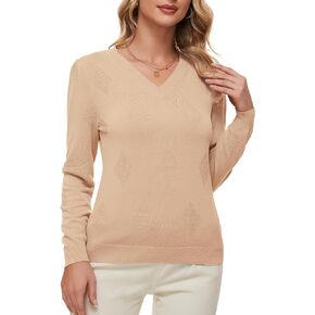 Women's Spring Tops 2024 Fashion V Neck Knit Summer Casual Lightweight Pullover Sweater