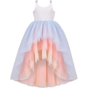 Sunny Fashion Girls Dress Multicolor Layered Pleated Tulle Dance Wedding Pageant Party