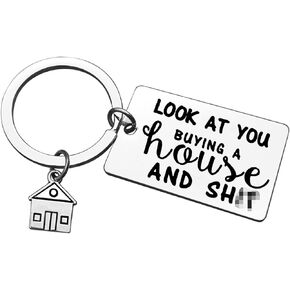 Baipilu for New Home Keychain Look at You Buying A House keychain First Home Gift Housewarming Gift Realtor Closing Gifts House Keyring Moving in Key Chain for New Home Owners Jewelry