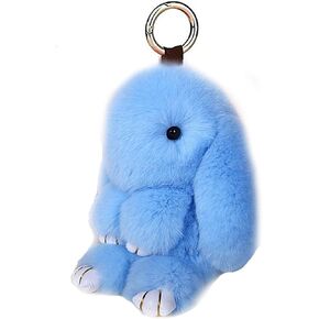 Bunny Fur Rex Rabbit Pompom Ball Doll Pendant Keychain Car Handbag Keyring